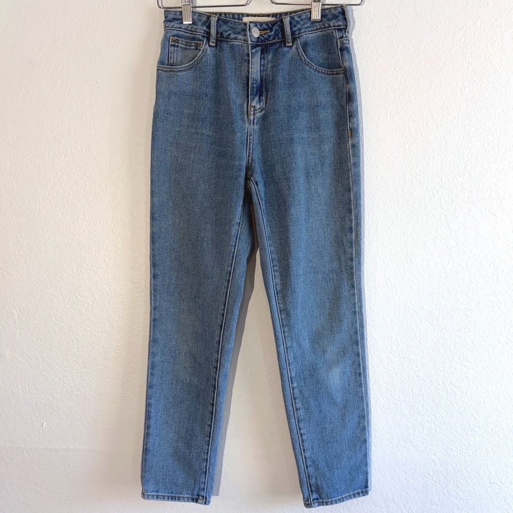 PacSun Mom Jeans Size 24 Medium Wash High Waisted 100% Cotton Denim Tapered Leg